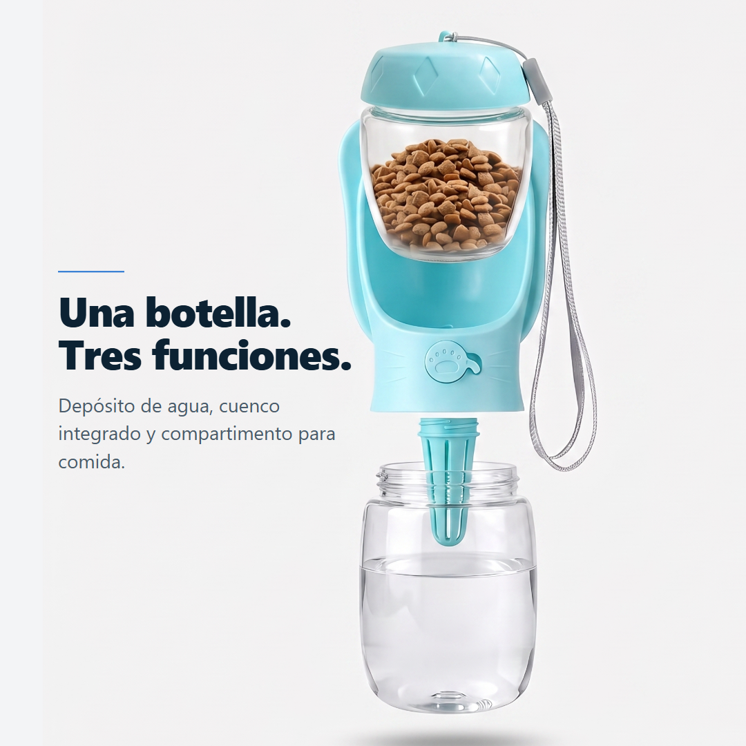 Botella 3 en 1 para Mascotas · 350 ml